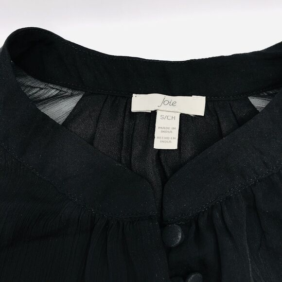 JOIE Balloon Sleeve Dress in Caviar Button Down Shirt Black Dress SIZE Small NEW - Picture 3 of 8